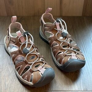 KEEN WHISPER SANDAL TOASTED COCONUT/PEACH WHIP Tan and Light Pink size 8.5 EUC